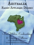 Aussie Heart Raggy Applique - 4x4 5x7 6x10 Embroidery Design