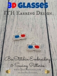 3D Glasses ITH Earrings - 4x4 Embroidery Design