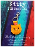 Kitty ITH Snap Tab - 4x4 Embroidery Design